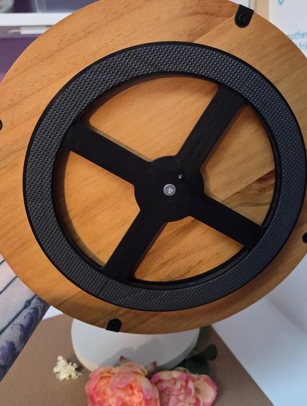 Two-Tier Wood and Black Metal Organizer, Lazy Susan